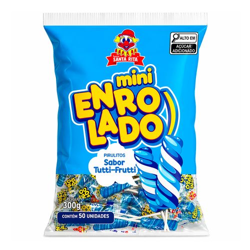 Pirulito Mini Enrolado Azul Santa Rita 300g com 50 Unidades-1-
